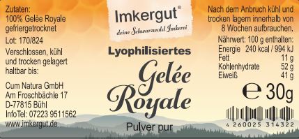 Gelee Royale Etikett von vorne 